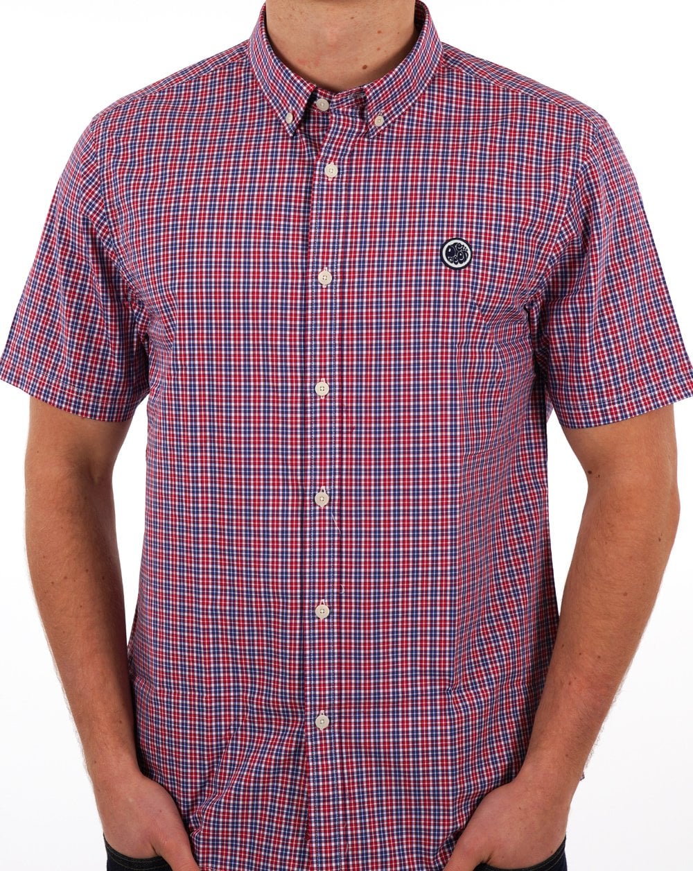 Pretty Green Kariertes Kurzarmhemd Rot