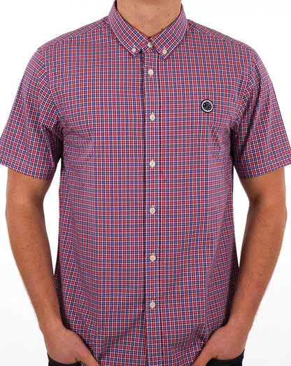 Pretty Green Kariertes Kurzarmhemd Rot