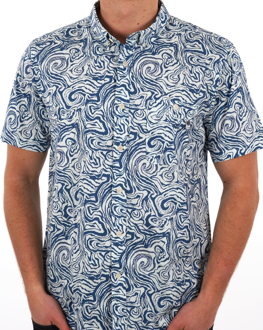 Pretty Green Marble Kurzarmhemd Blau