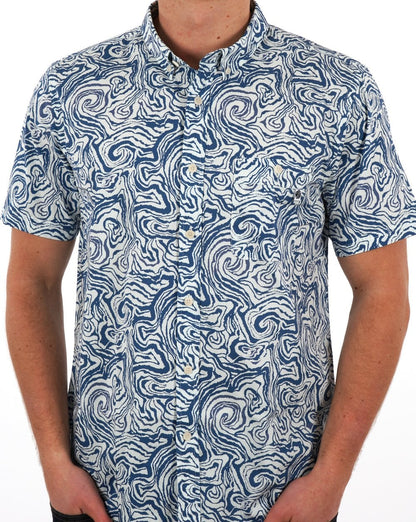 Pretty Green Marble Kurzarmhemd Blau