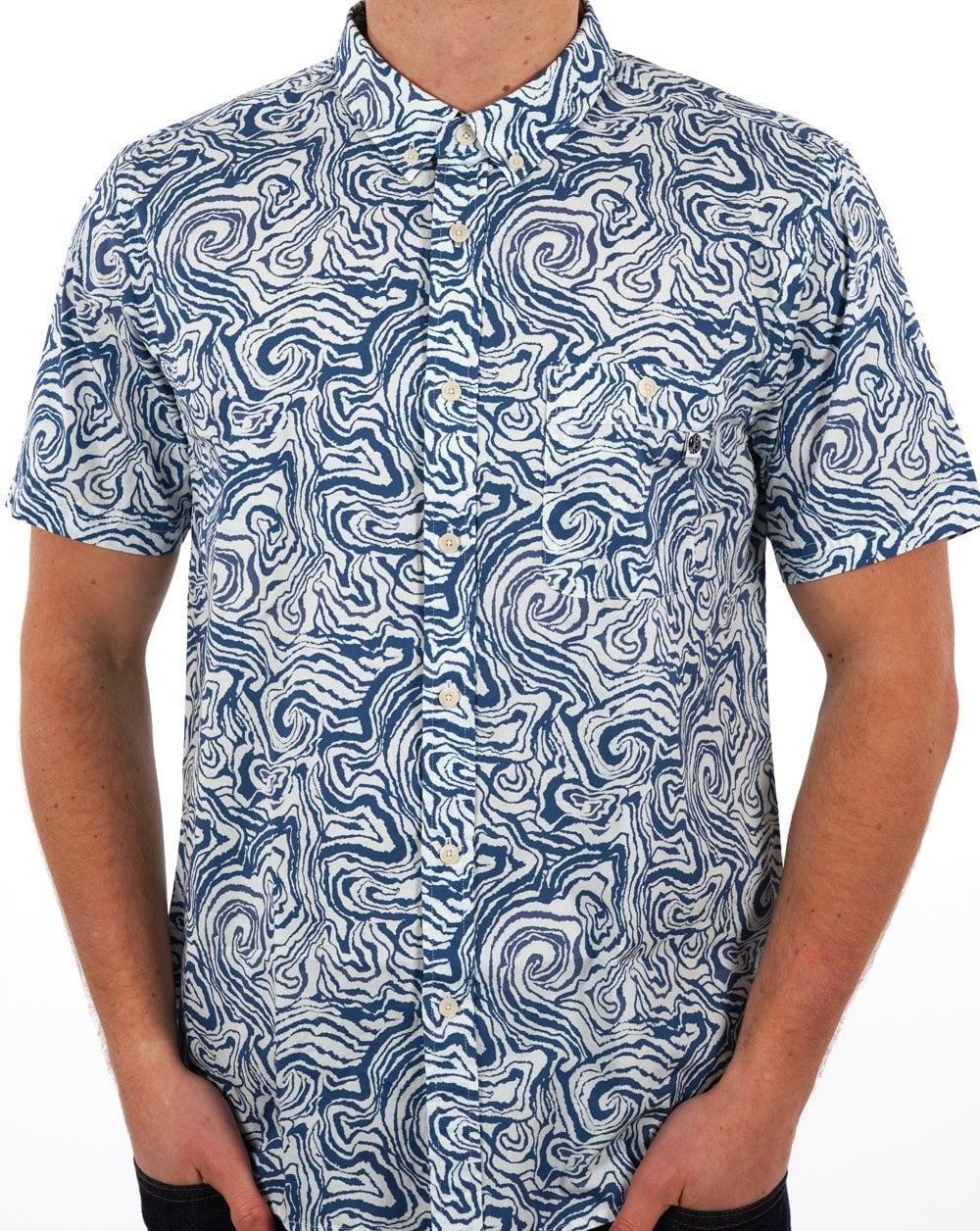 Pretty Green Marble Kurzarmhemd Blau