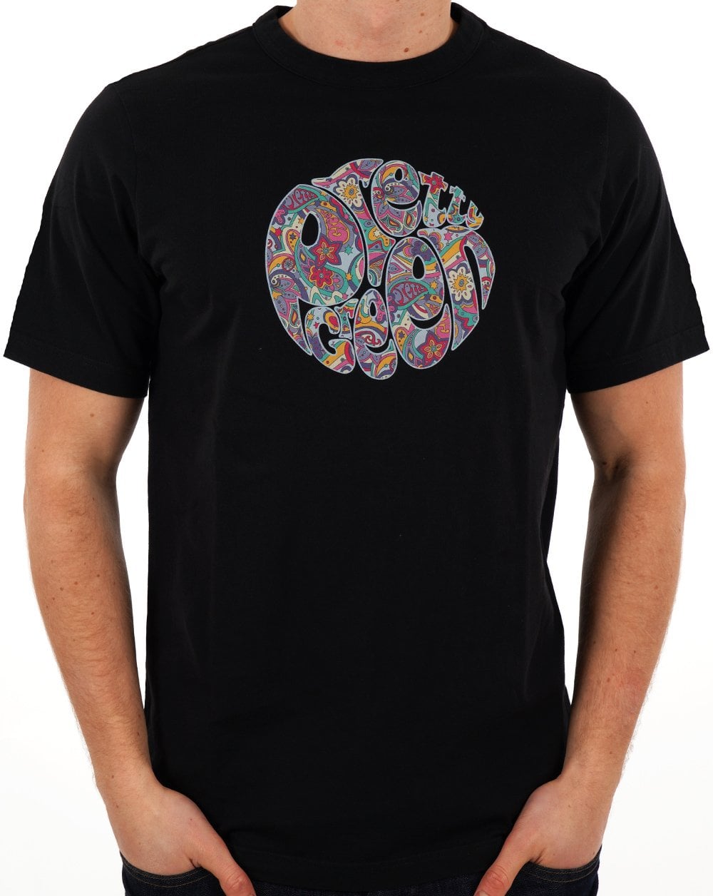 Pretty Green – T-Shirt mit Mystic-Paisley-Logo, Schwarz