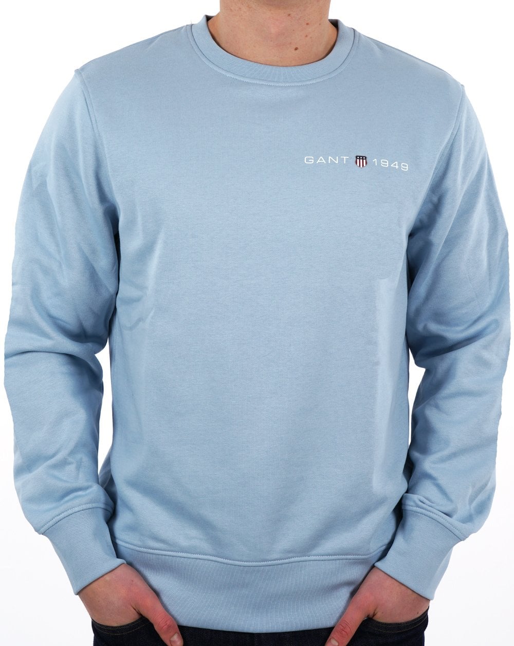 Gant Printed Graphic Crew Neck Sweatshirt Blue