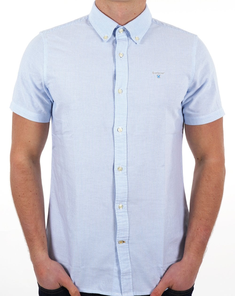 Barbour Gestreiftes Oxtown Kurzhemd Himmelblau
