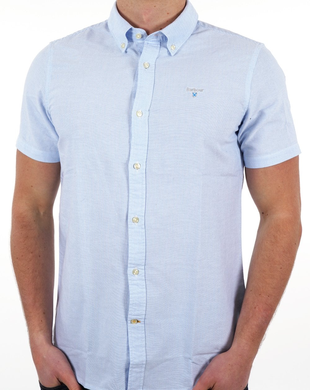 Barbour Gestreiftes Oxtown Kurzhemd Himmelblau