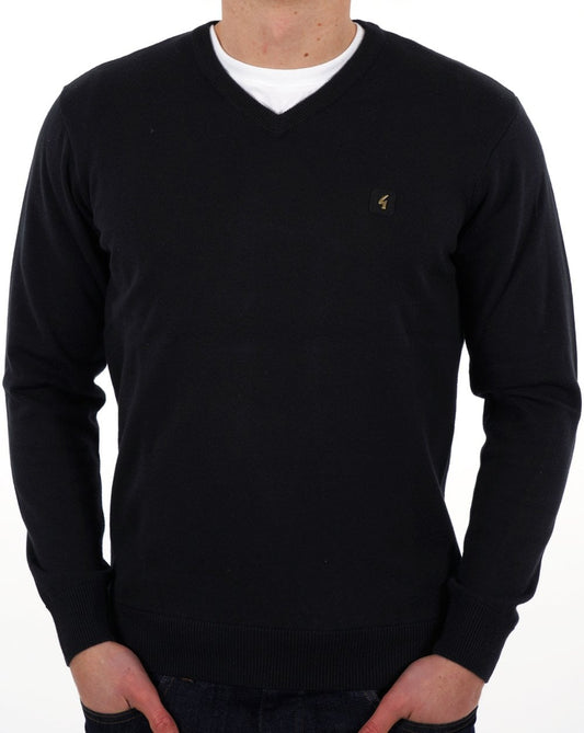 Gabicci Vintage Gabicci Vintage Brandon V-Ausschnitt Strick Schwarz