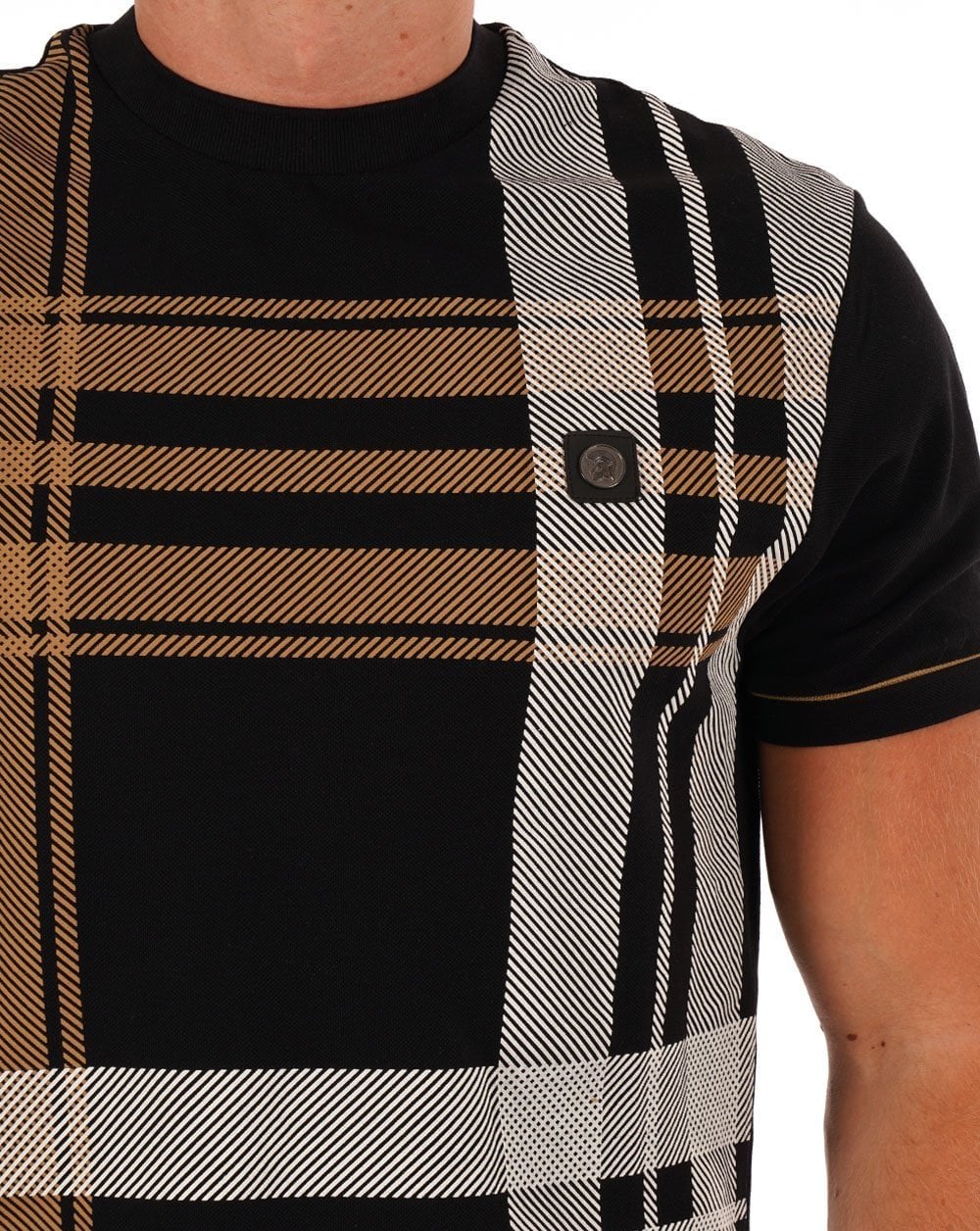 Trojan Check Panel T-Shirt Schwarz