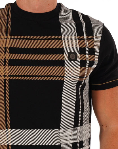 Trojan Check Panel T-Shirt Schwarz