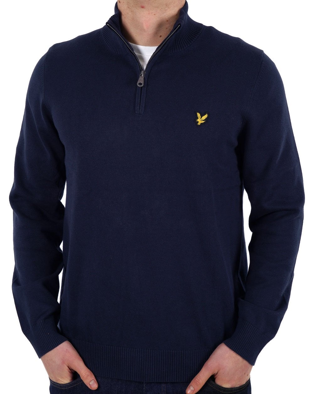 Lyle &amp; Scott – Pullover mit Viertelreißverschluss in Dunkelmarineblau