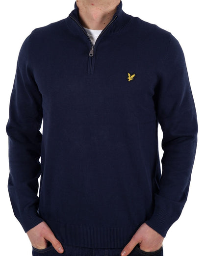 Lyle &amp; Scott – Pullover mit Viertelreißverschluss in Dunkelmarineblau