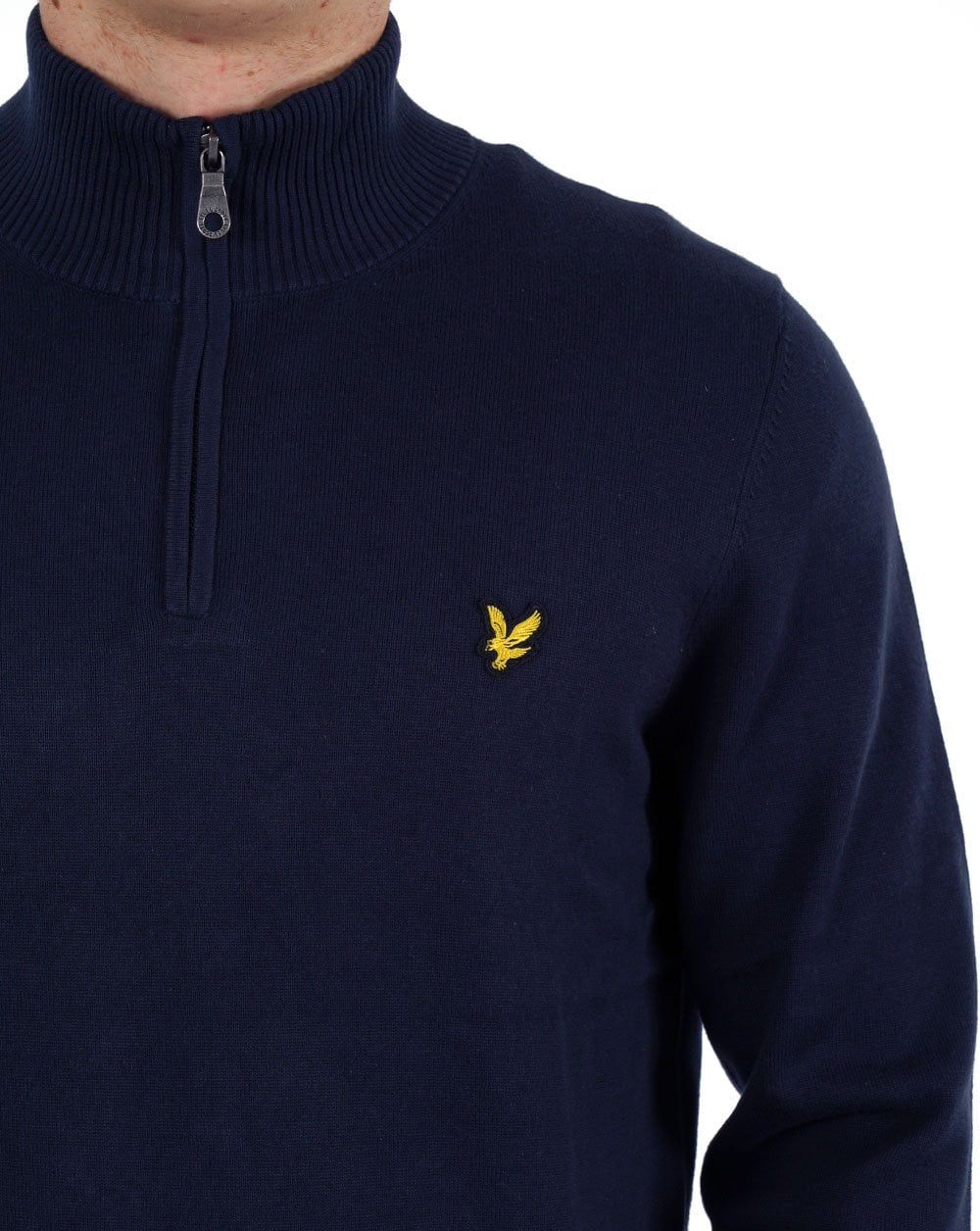 Lyle &amp; Scott – Pullover mit Viertelreißverschluss in Dunkelmarineblau
