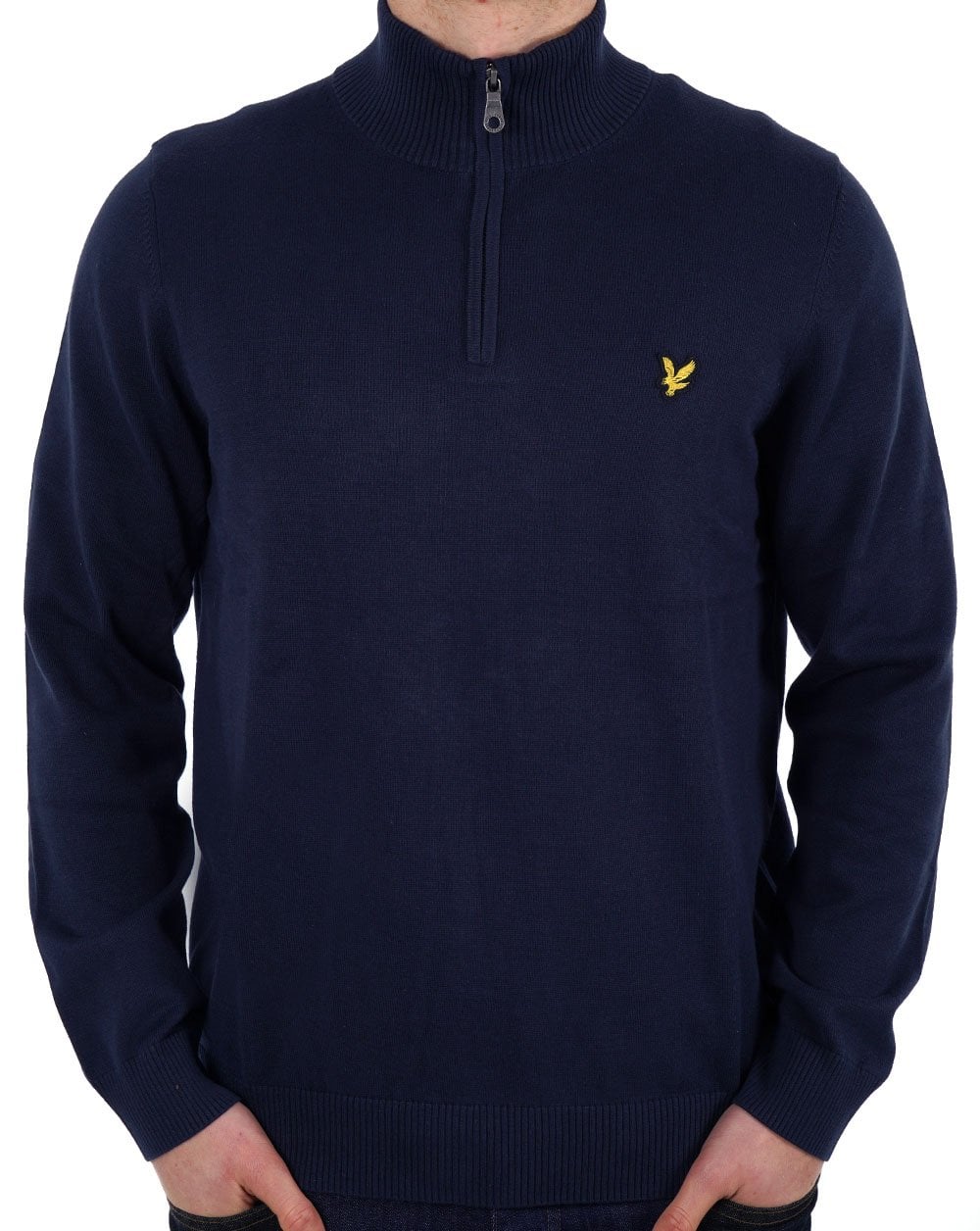 Lyle &amp; Scott – Pullover mit Viertelreißverschluss in Dunkelmarineblau