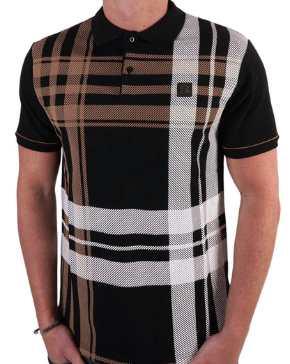 Poloshirt Trojan mit Karomuster in Schwarz
