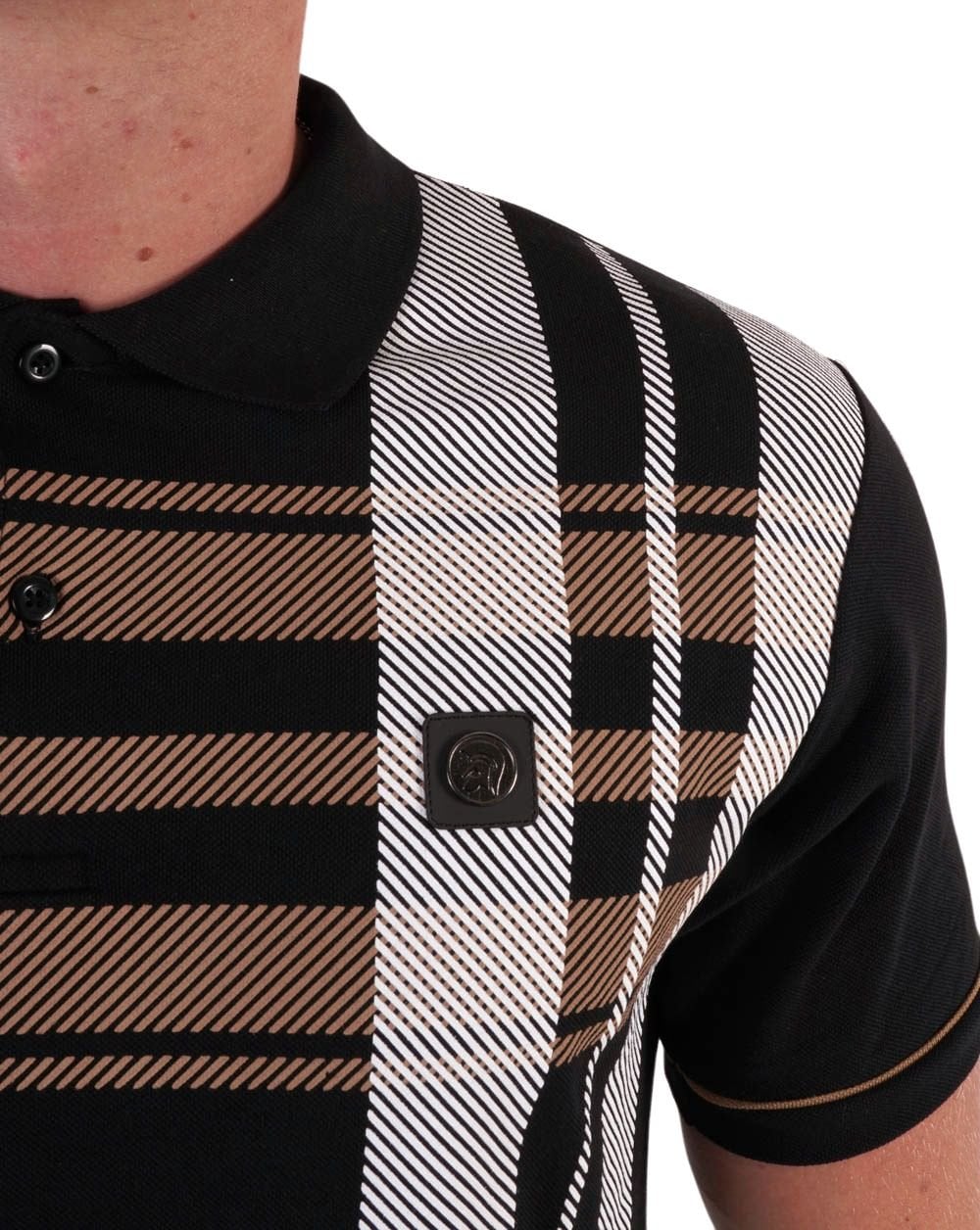 Poloshirt Trojan mit Karomuster in Schwarz