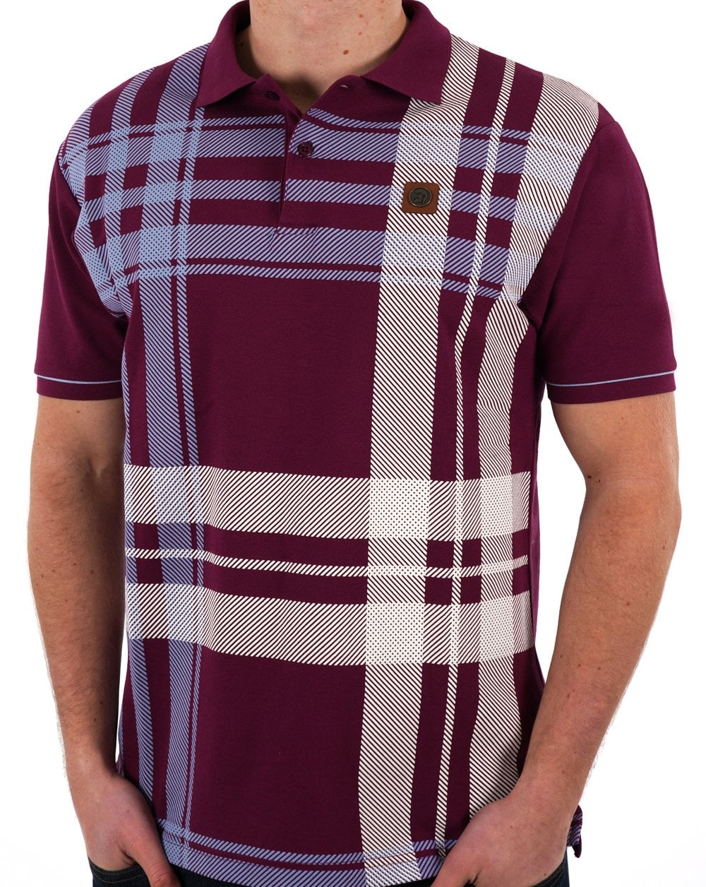 Trojan Check Panel Polo Shirt Port