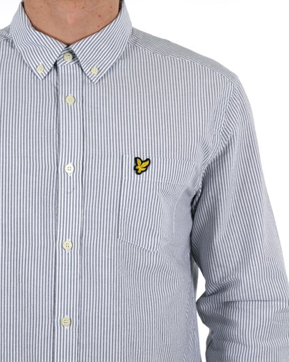 Lyle &amp; Scott Gestreiftes Oxford-Hemd Gun Metal/Weiß
