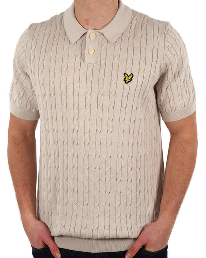 Lyle &amp; Scott Poloshirt mit Zopfmuster in Stein