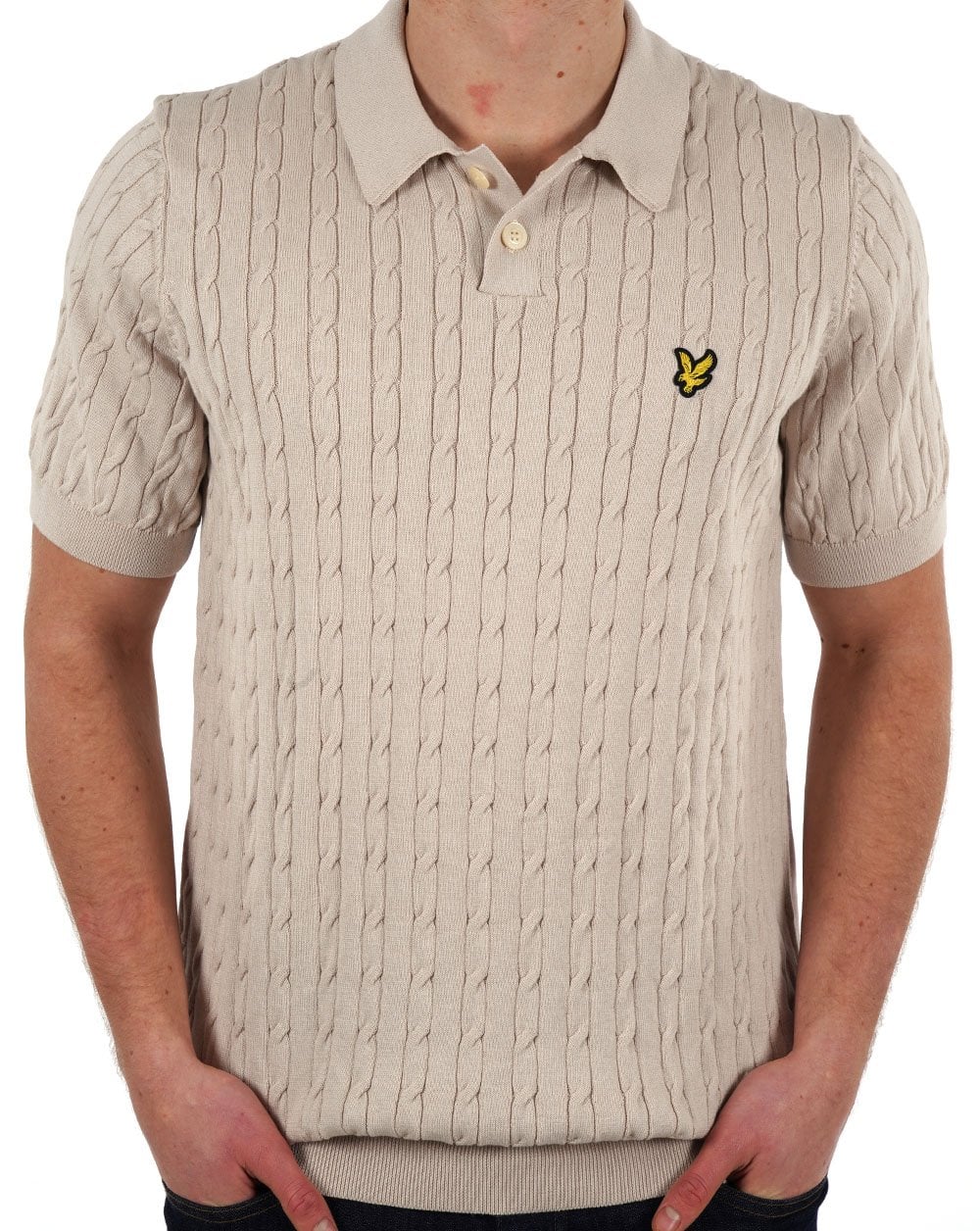 Lyle &amp; Scott Poloshirt mit Zopfmuster in Stein