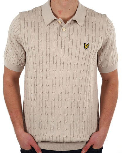 Lyle &amp; Scott Poloshirt mit Zopfmuster in Stein
