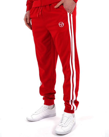 Sergio Tacchini 2-Streifen-Trainingshose Dunkelrot/Weiß