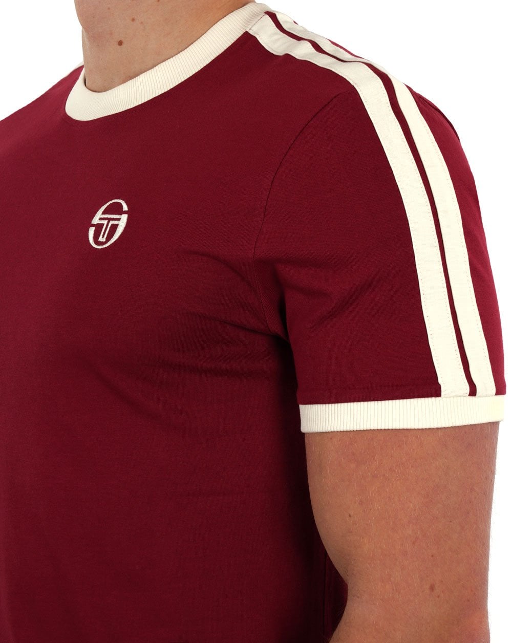 Sergio Tacchini Retro T-Shirt Weinrot/Gardenia