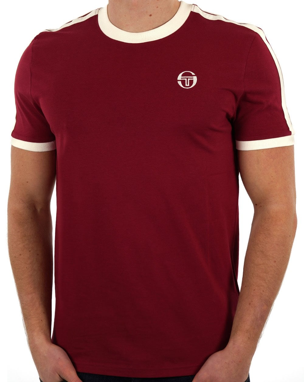 Sergio Tacchini Retro T-Shirt Weinrot/Gardenia