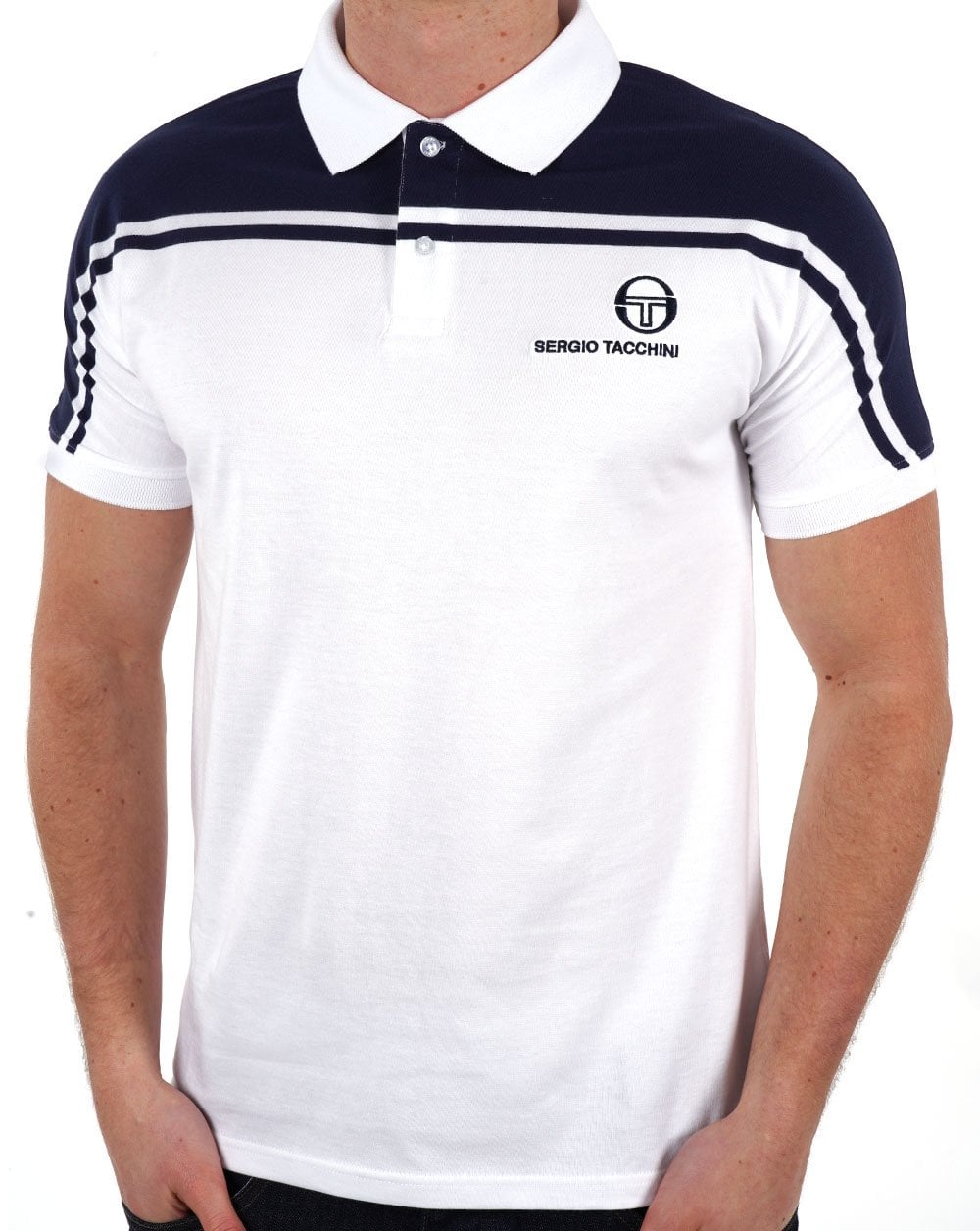 Sergio Tacchini New Young Line Poloshirt Weiß/Marineblau