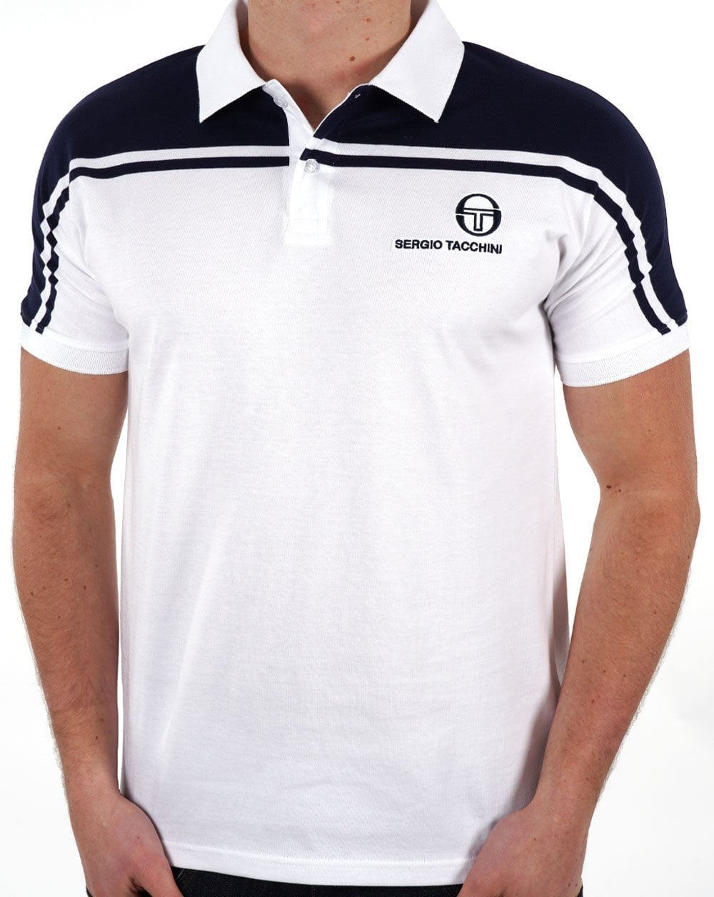Sergio Tacchini New Young Line Poloshirt Weiß/Marineblau