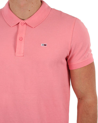 Tommy Jeans – Poloshirt mit schmaler Knopfleiste in Tickled Pink