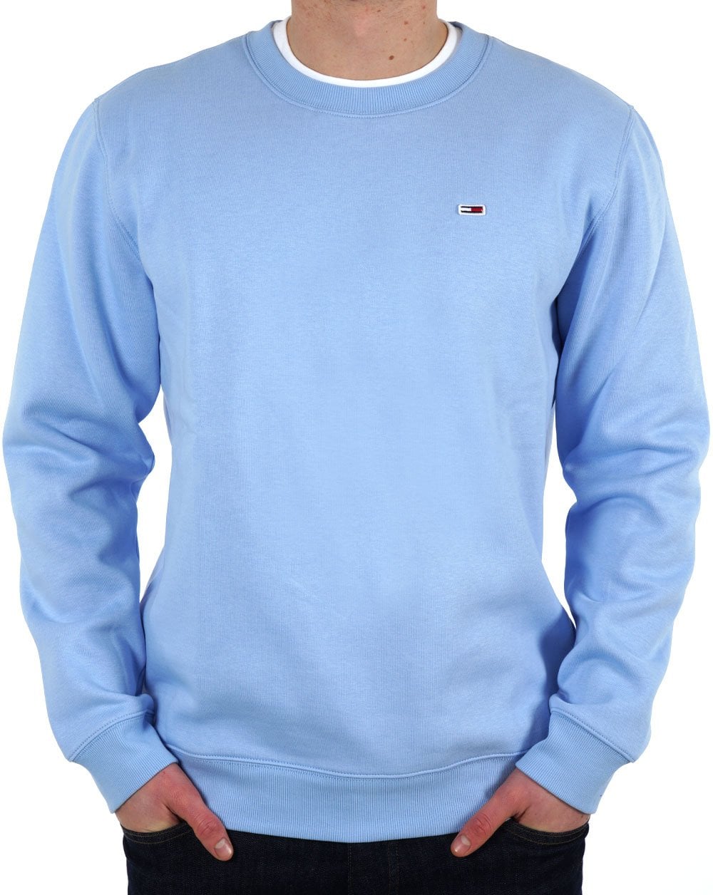 Tommy Jeans Fleece-Sweatshirt mit Flag-Patch, Himmelblau