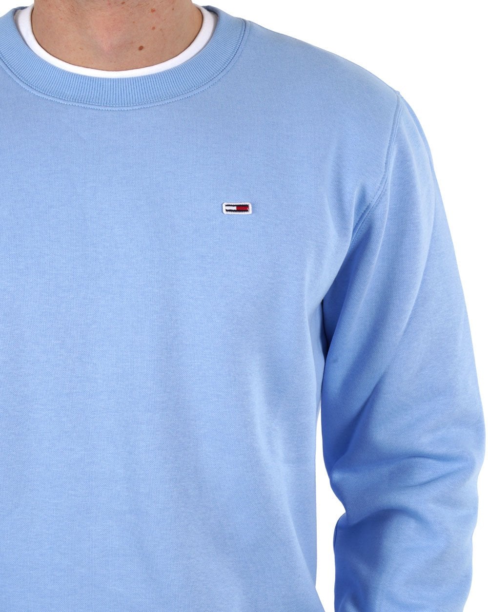 Tommy Jeans Fleece-Sweatshirt mit Flag-Patch, Himmelblau