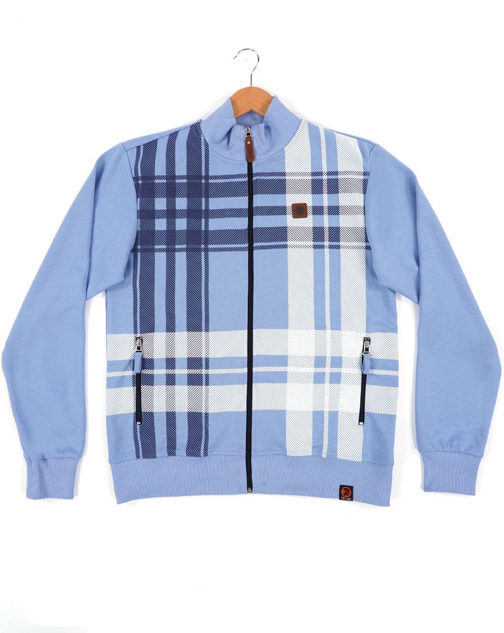 Trojan Check Trainingsjacke in Himmelblau
