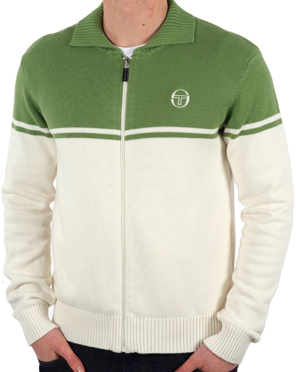 Sergio Tacchini Split Knitted Zip Up Gardenia Jade