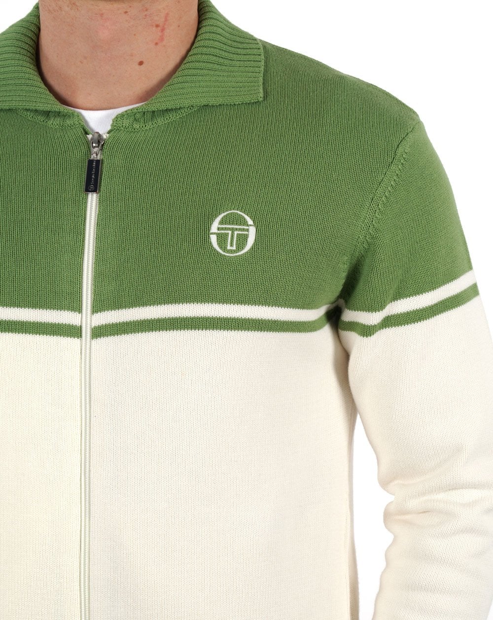 Sergio Tacchini Split Knitted Zip Up Gardenia Jade