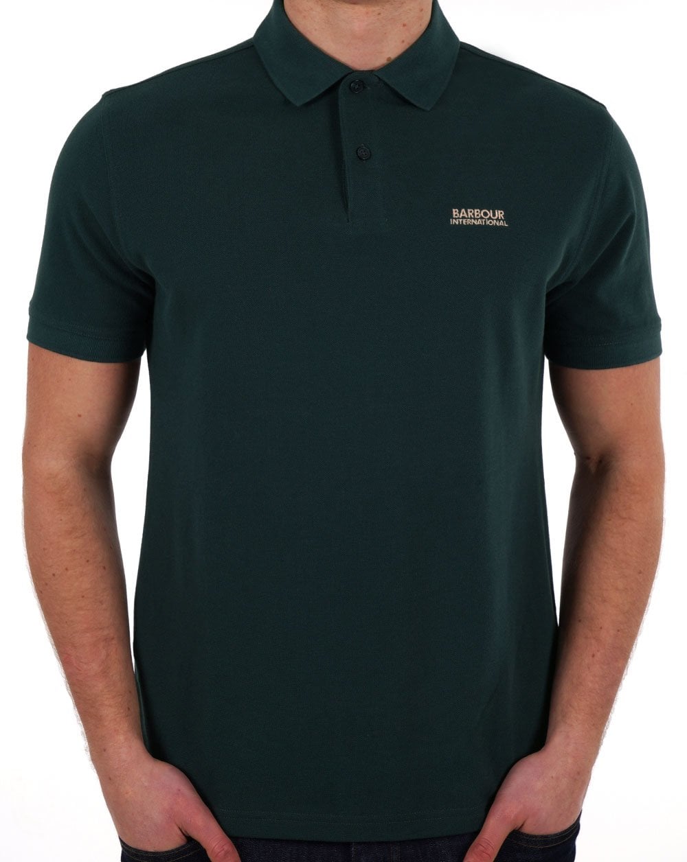 Barbour International Tourer Piqué-Poloshirt Forest River Grün