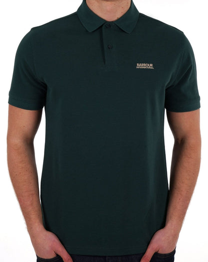 Barbour International Tourer Piqué-Poloshirt Forest River Grün