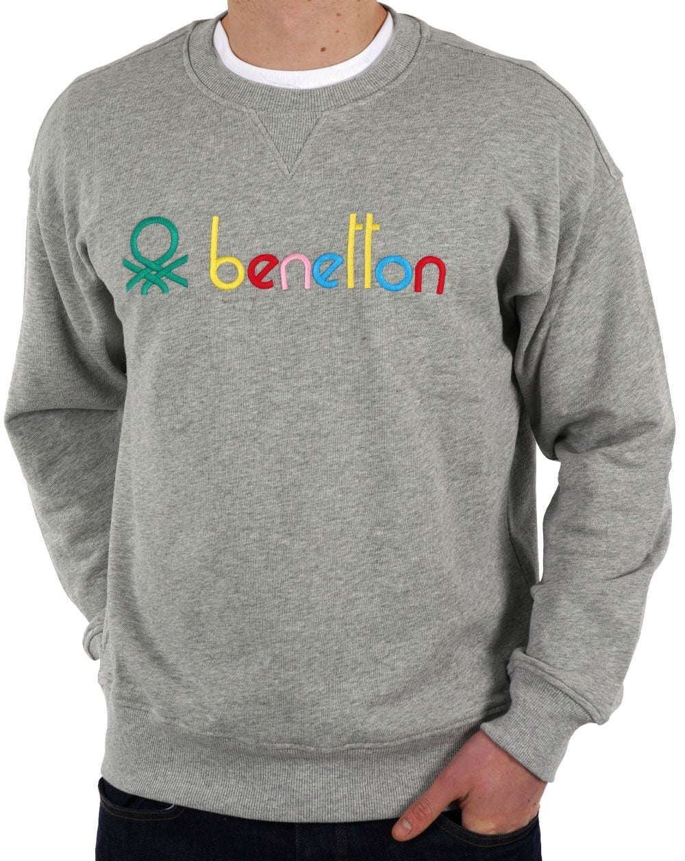 Benetton Colour Logo Sweatshirt Grey