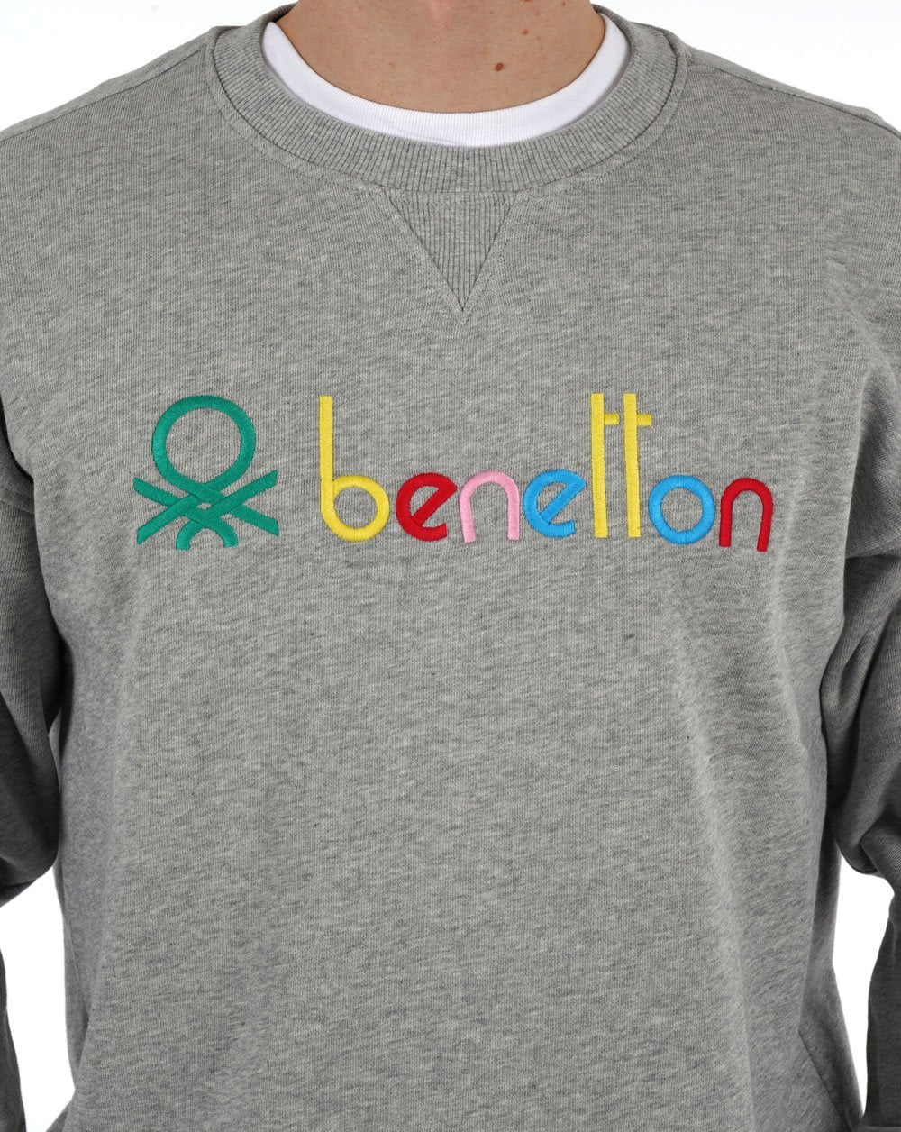 Benetton Farbiges Logo-Sweatshirt Grau