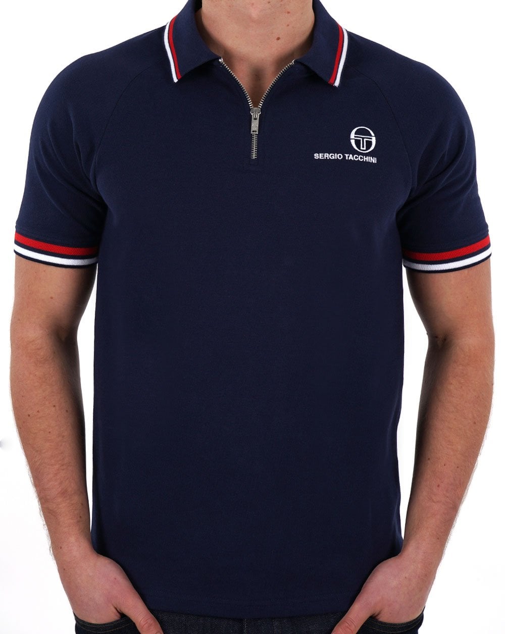 Sergio Tacchini Poloshirt mit Reißverschluss, Marineblau