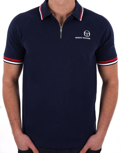 Sergio Tacchini Poloshirt mit Reißverschluss, Marineblau