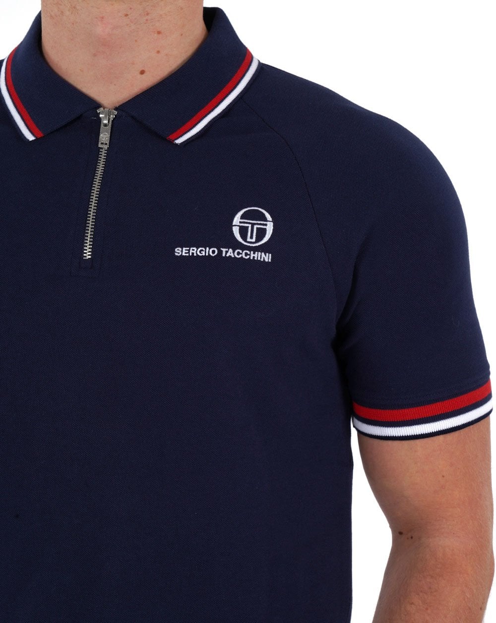 Sergio Tacchini Poloshirt mit Reißverschluss, Marineblau