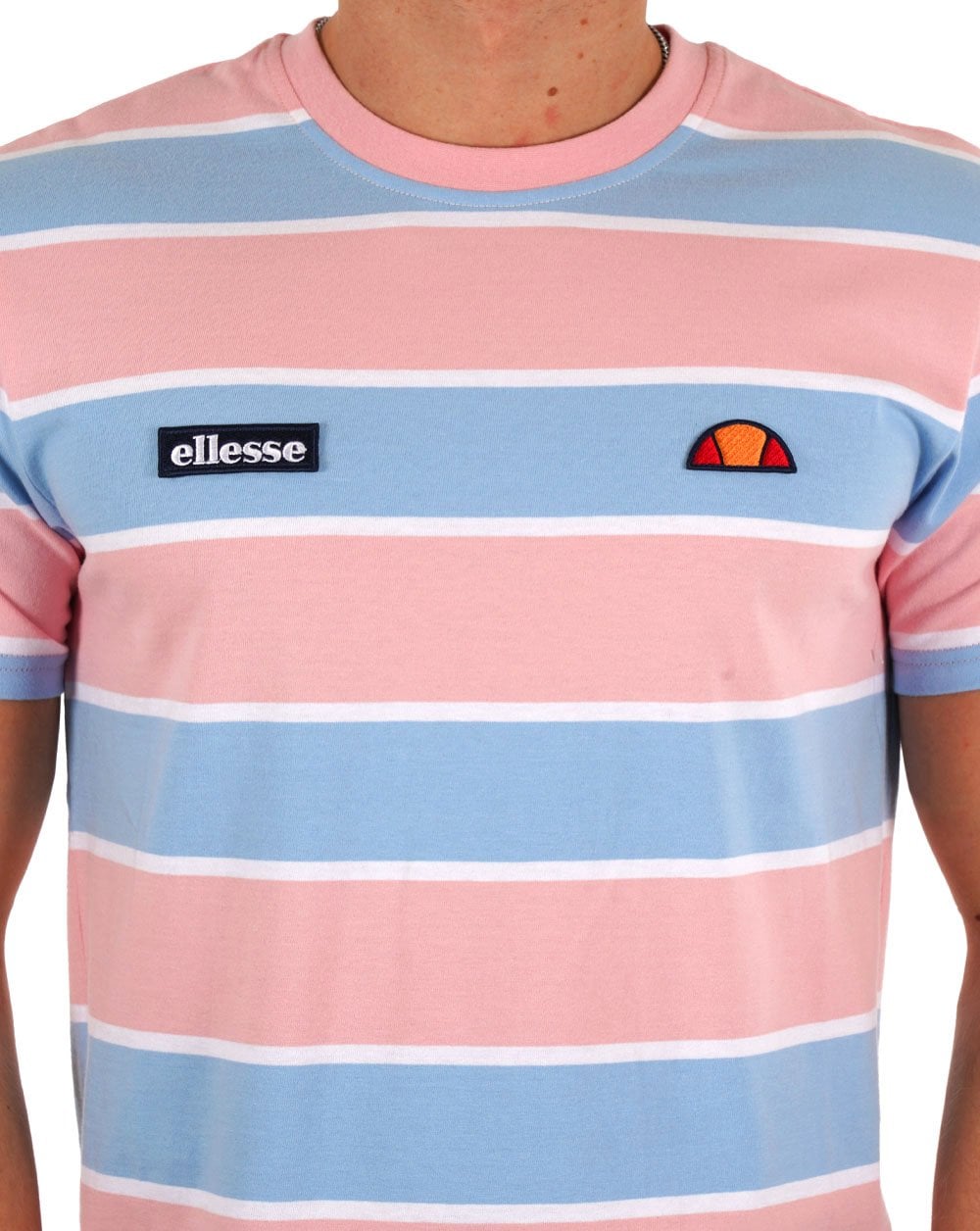 Ellesse – Blockstreifen-T-Shirt in Himmelblau