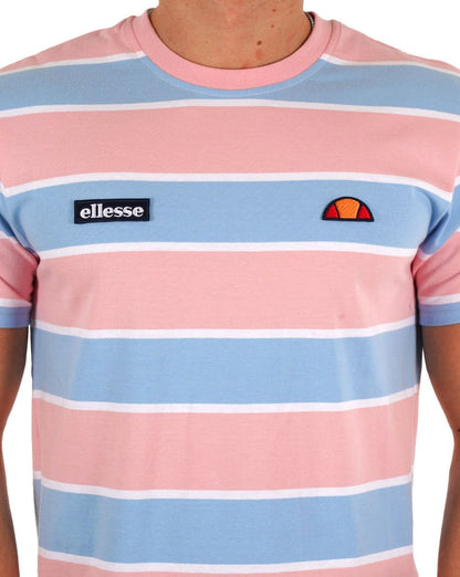 Ellesse – Blockstreifen-T-Shirt in Himmelblau
