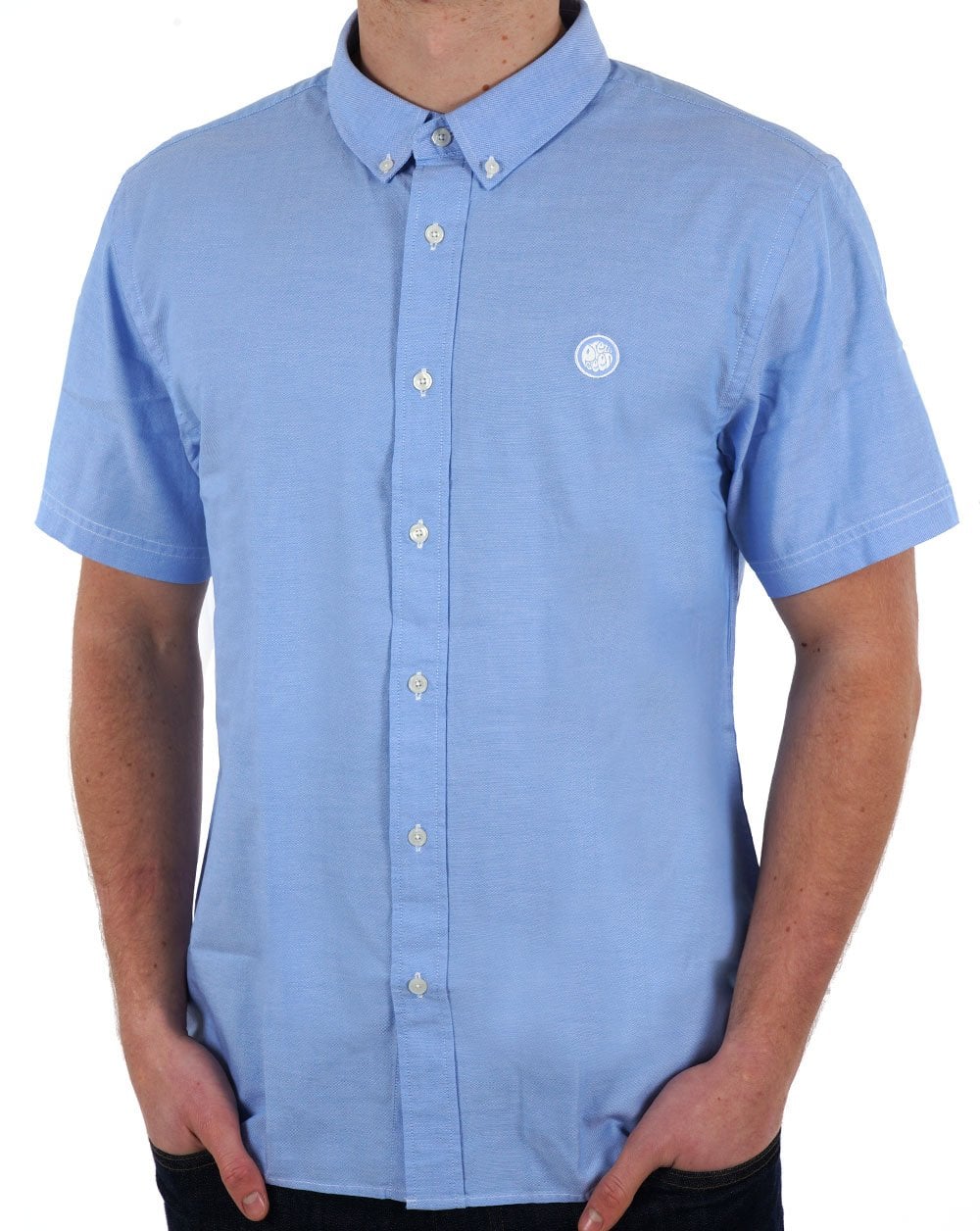 Pretty Green Oxford Kurzarmhemd Hellblau