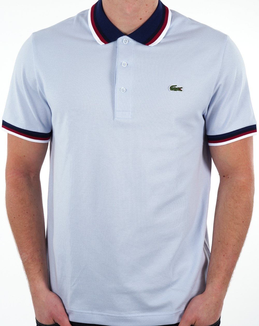 Lacoste Poloshirt mit Kontrastkragen, Hellblau