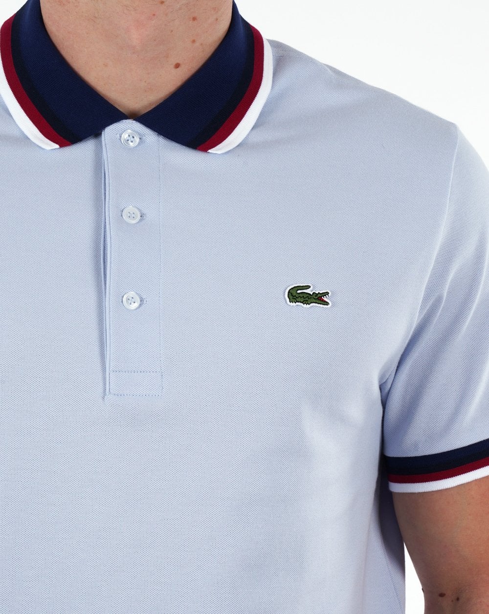 Lacoste Poloshirt mit Kontrastkragen, Hellblau