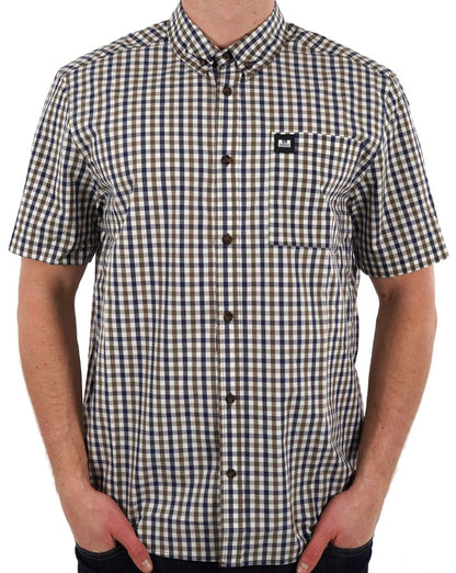 Weekend Offender – Joyce – Kurzarmhemd, mittelblaues Karomuster