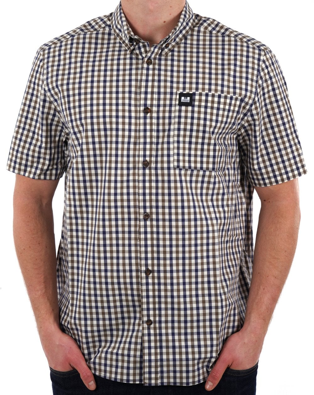Weekend Offender – Joyce – Kurzarmhemd, mittelblaues Karomuster