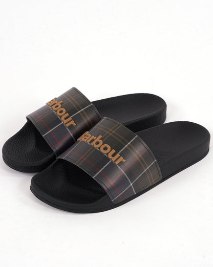 Barbour Tartan Pantoletten Schwarz