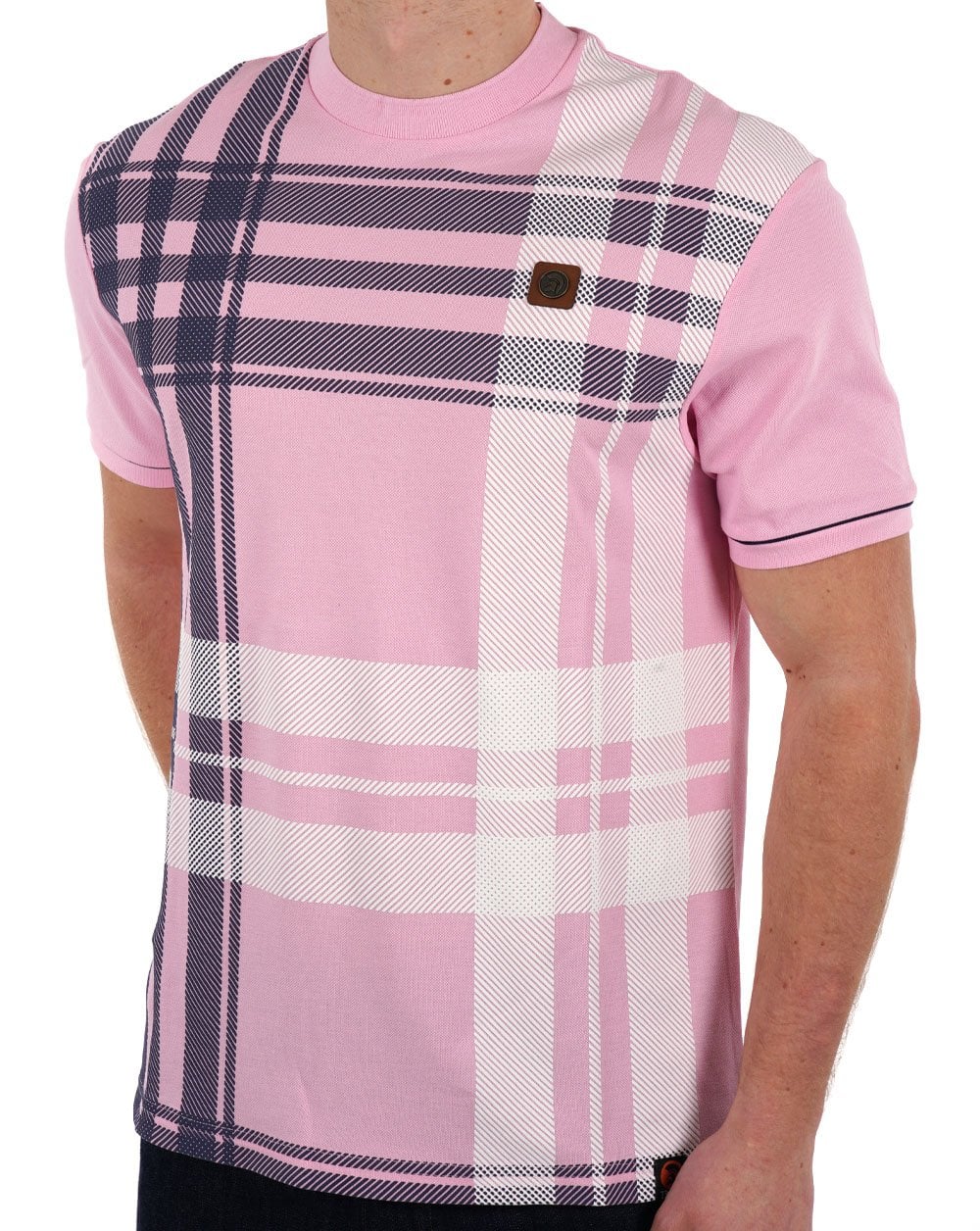 Trojan – T-Shirt mit Karomuster in Rosa